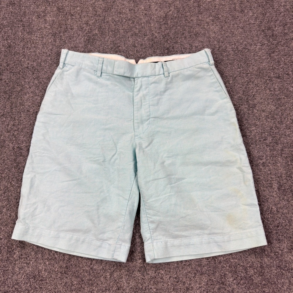 Vintage Polo Ralph Lauren Shorts Mens 33 Blue Chino Flat Front 10 Inseam Casual